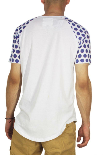 Bigbong longline t-shirt λευκό με πουά μανίκια