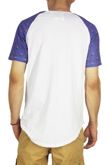 Bigbong longline t-shirt λευκό με πριντ μανίκια
