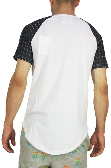 Bigbong longline t-shirt λευκό με cross print μανίκια