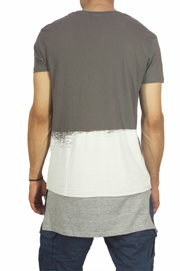Ανδρικό longline color block t-shirt με ένθετο τελείωμα