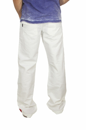 Ανδρικό linen blend παντελόνι λευκό