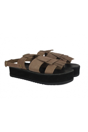 Arpyes leather platform sandals with triple fringes