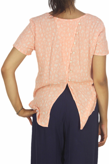 Paramita Bendelen μπλούζα κοραλί με σκίσιμο πίσω