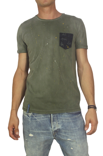 Best choice chrome men's splashes T-shirt olive green