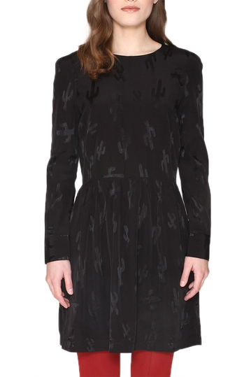 Pepaloves Natalia long sleeve jaquard dress black