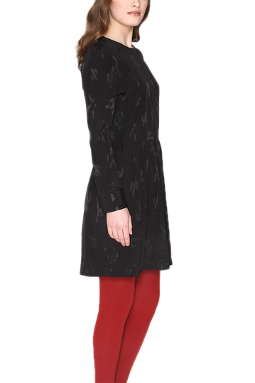 Pepaloves Natalia long sleeve jaquard dress black