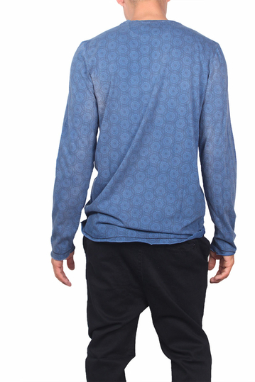 Ανδρική μακρυμάνικη μπλούζα μπλε με τσεπάκι