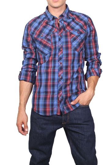 Men's check shirt blue in slim fit