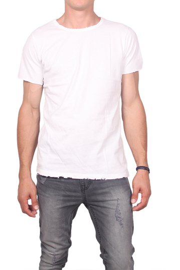 Ανδρικό raw cut t-shirt ημίλευκο