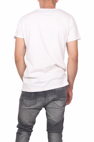 Ανδρικό raw cut t-shirt ημίλευκο