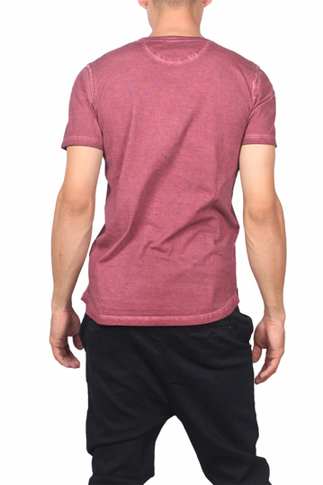 Best choice Self ανδρικό T-shirt πετροπλυμένο μπορντό με τσεπάκι