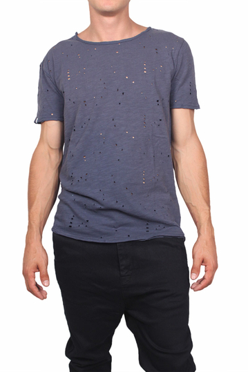 Anerkjendt men's t-shirt with holes Aiko midnight navy