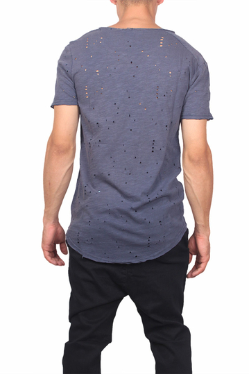 Anerkjendt ανδρικό t-shirt με τρύπες Aiko midnight navy