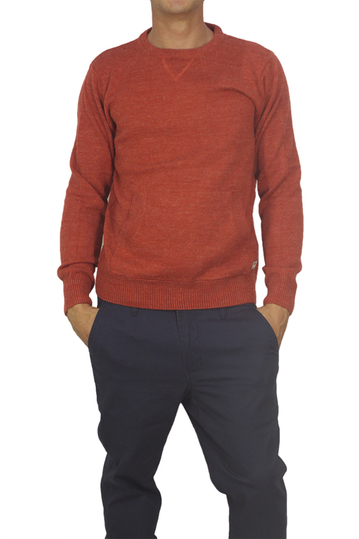Superior Vintage men's knitted jumper rust with pocket