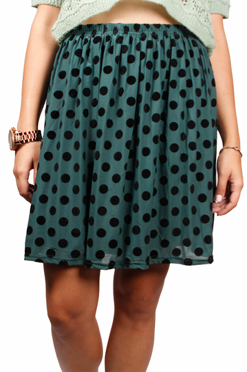 Migle + me skirt green with velvet dots