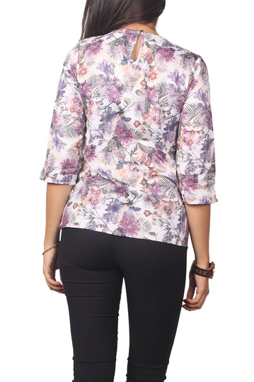 Migle + me φλοράλ μπλούζα με τρουακάρ μανίκια