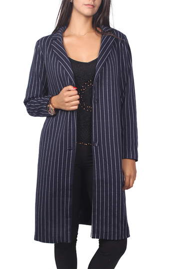 Soft Rebels Ilse pinstripe longline blazer navy