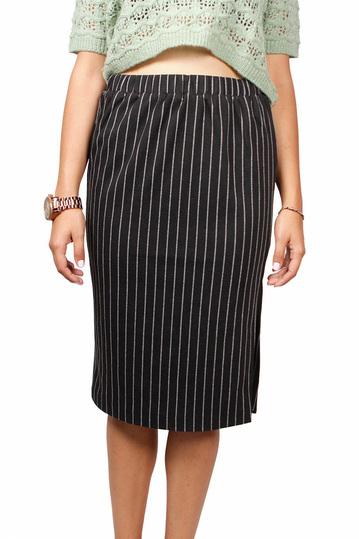 Soft Rebels Chantel μαύρη ριγέ φούστα με σκίσιμο