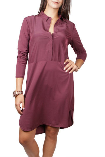 Soft Rebels Harper long sleeved shirt dress grape wine