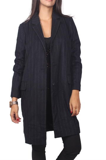 Soft Rebels Ilona μαύρο παλτό με λεπτή ρίγα