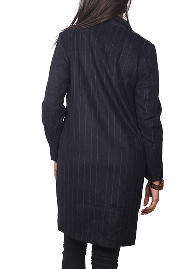 Soft Rebels Ilona μαύρο παλτό με λεπτή ρίγα