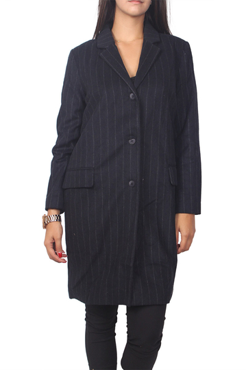 Soft Rebels Ilona pinstripe coat black