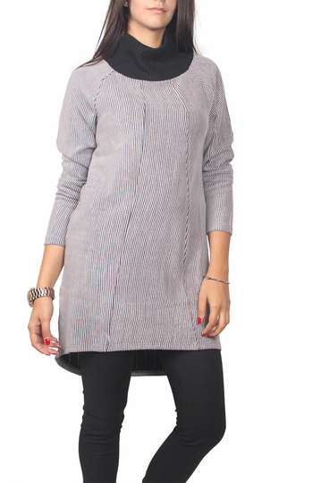 Soft Rebels Val rollneck ribbed dress light grey