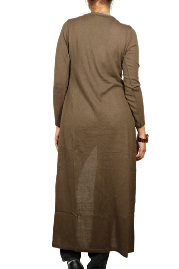 Agel Knitwear maxi τουνίκ καφέ με σκίσιμο