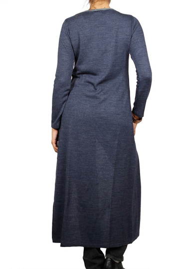 Agel Knitwear maxi τουνίκ μπλε με σκίσιμο