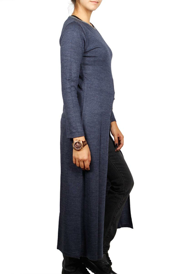 Agel Knitwear maxi τουνίκ μπλε με σκίσιμο