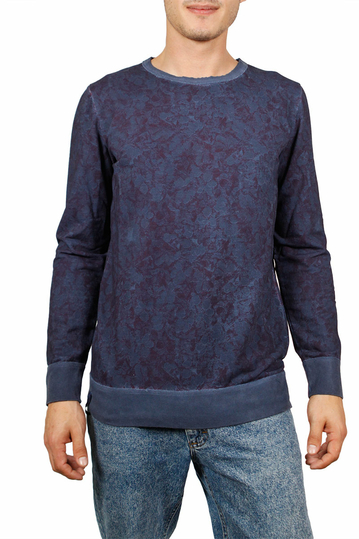 Men's long sleeve Flower tee blue