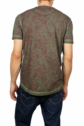 Ανδρικό T-shirt λαδί με μπορντό πριντ