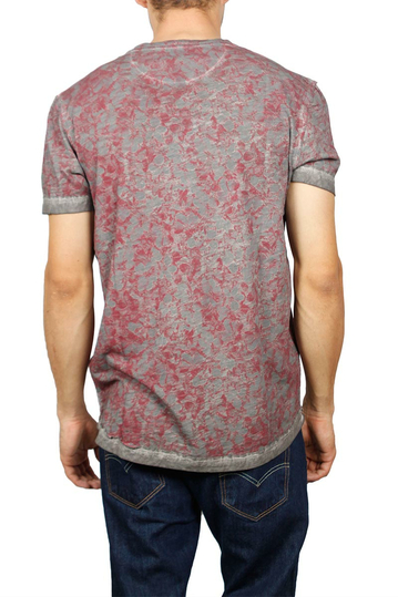 Ανδρικό T-shirt γκρι με μπορντό πριντ