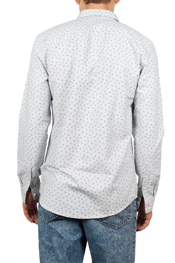 Minimum Fidel πουκάμισο γκρι μελανζέ με μπλε πριντ