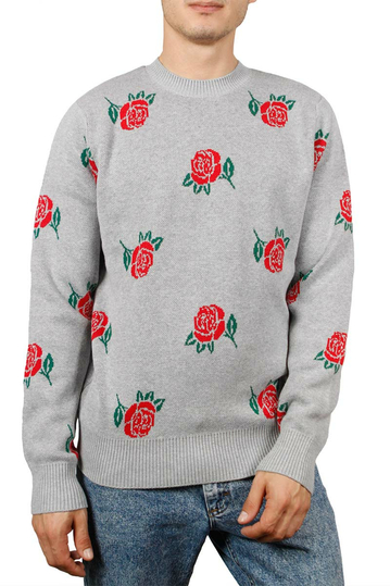 Obey Montrose jacquard jumper grey marl