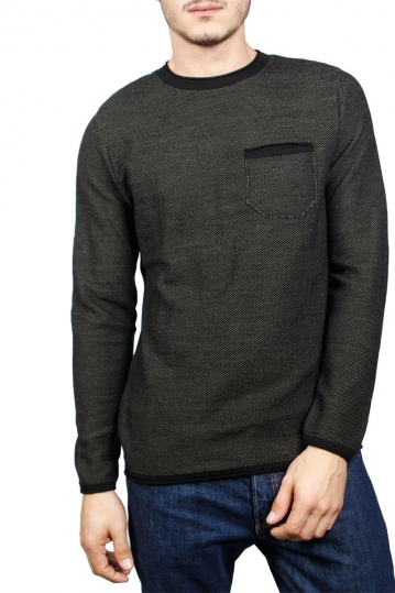 3PLAY men's sweater marl black-khaki