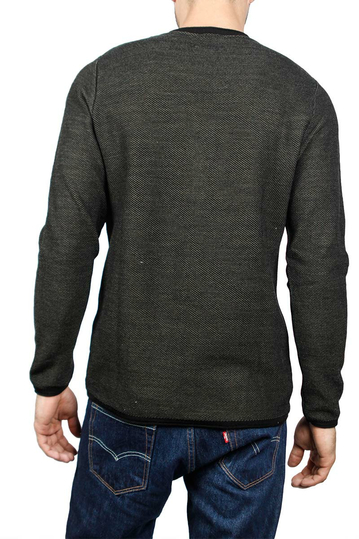 3PLAY ανδρική πλεκτή μπλούζα μελανζέ μαύρη-χακί