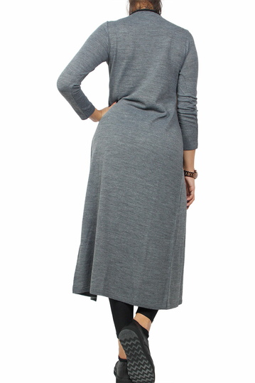 Agel Knitwear maxi τουνίκ γκρι με σκίσιμο