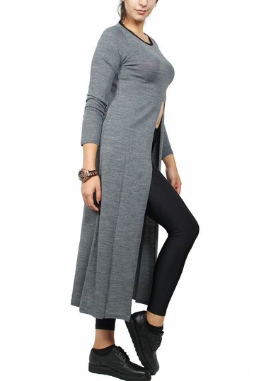 Agel Knitwear maxi τουνίκ γκρι με σκίσιμο