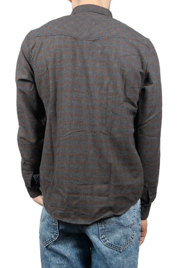 Ανδρικό καφέ-γκρι καρό πουκάμισο φανέλα