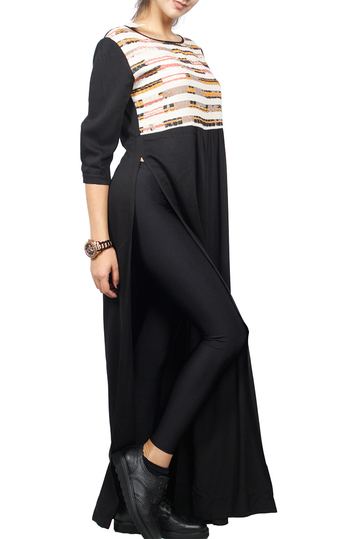 Arpyes maxi τουνίκ μαύρο με σκισίματα