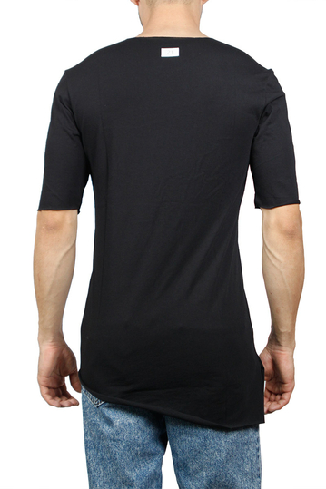 Longline t-shirt μαύρο με Paperino's τσέπη