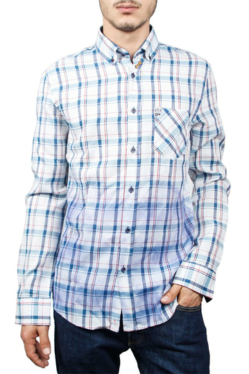 Missone men's check shirt white-blue