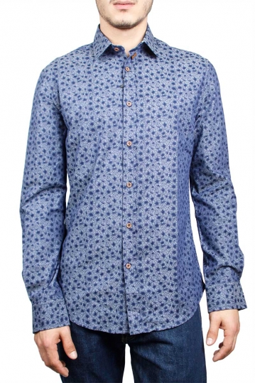 Missone ανδρικό πουκάμισο μπλε με φλοραλ πριντ