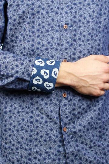 Missone ανδρικό πουκάμισο μπλε με φλοραλ πριντ