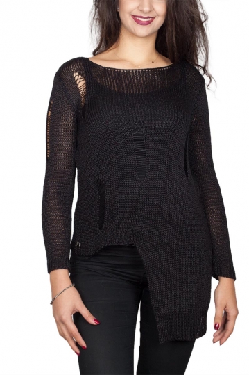 Agel Knitwear πλεκτή μπλούζα μαύρη