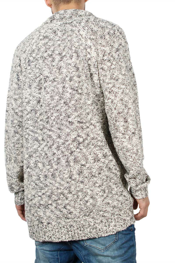 Ανδρική longline πλεκτή ζακέτα εκρού μελανζέ χωρίς κούμπωμα