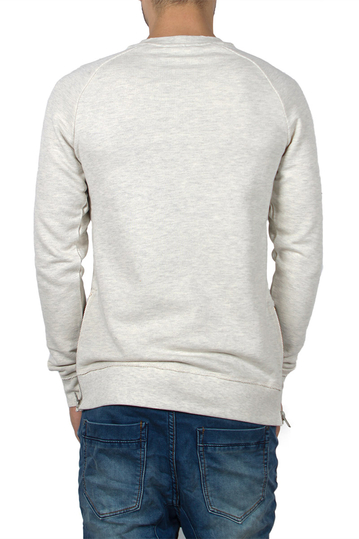 Ανδρική longline φούτερ μπλούζα εκρού μελανζέ