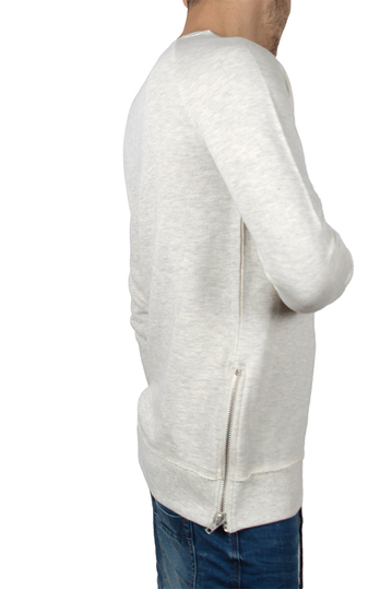 Ανδρική longline φούτερ μπλούζα εκρού μελανζέ