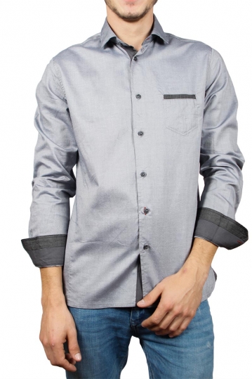 Men's slim fit long sleeve shirt grey